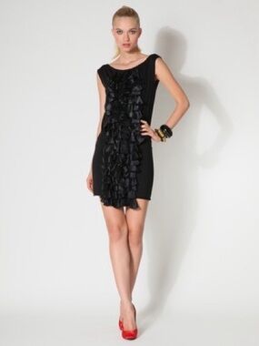 Thread Social Black Ruffle Front Sleeveless Mini Dress